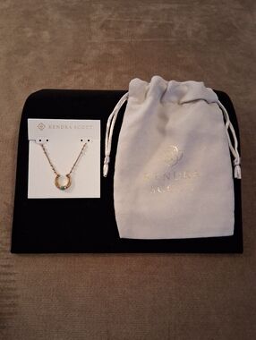 Kendra Scott Noble Vintage Gold Horseshoe Pendant Necklace with Turquoise Accent